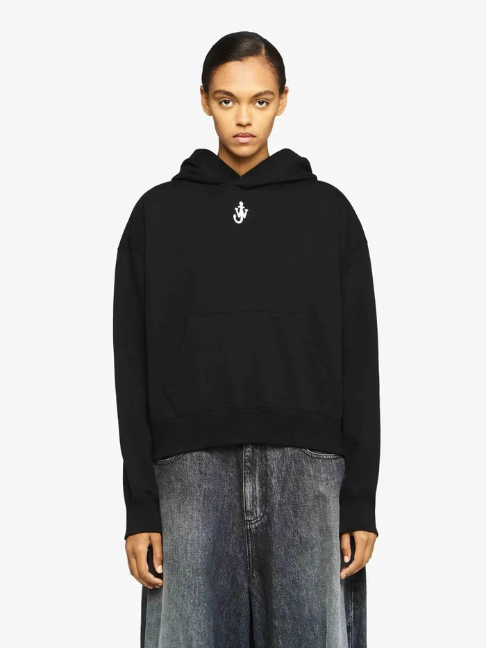 Women Sweatshirt and Hoodies JW Anderson ANCHOR LOGO CROPPED HOODIE Black Women Sweatshirt and Hoodies JW Anderson ANCHOR LOGO CROPPED HOODIE Black