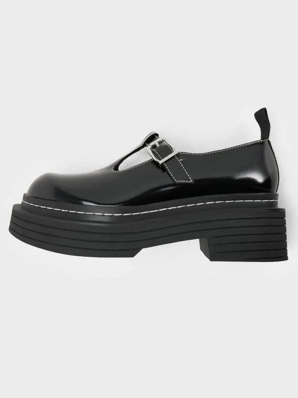 Women TBar Platform Mary Janes 8211 Black Box CHARLES and KEITH Flats