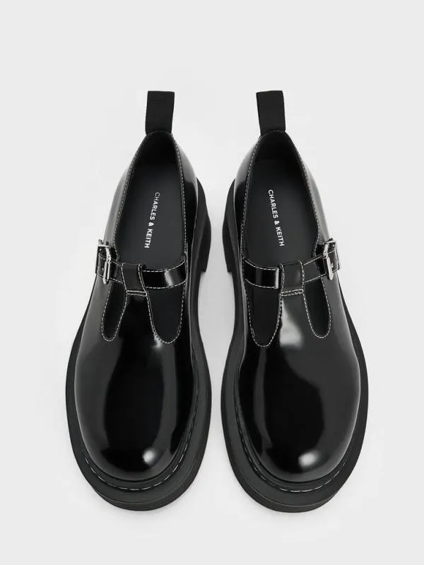 Women TBar Platform Mary Janes 8211 Black Box CHARLES and KEITH Flats