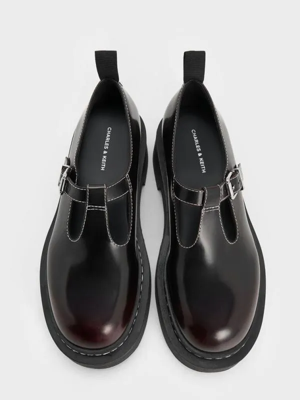 Women TBar Platform Mary Janes 8211 Burgundy CHARLES and KEITH Flats
