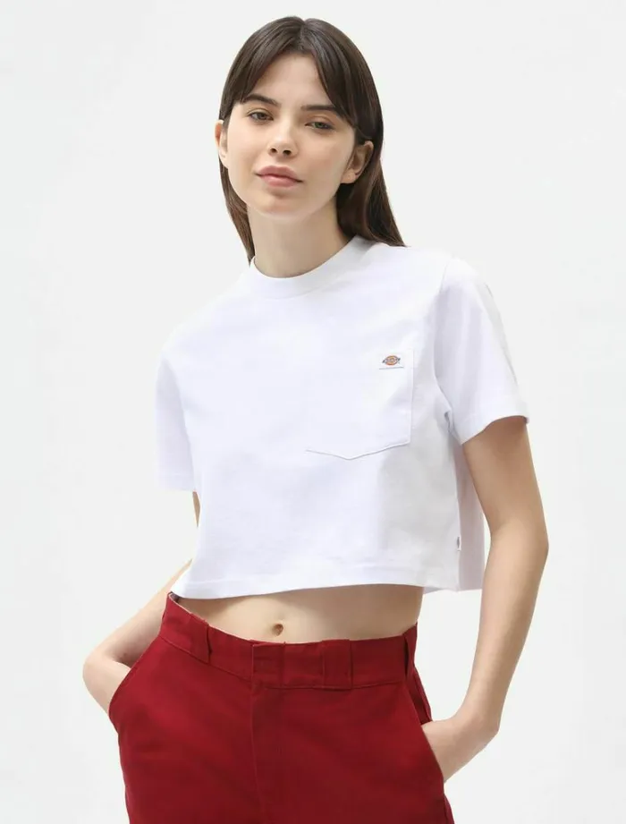 Women TShirts and Tops Dickies Porterdale Crop TShirt White