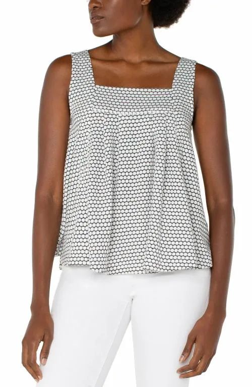 Women Tees Liverpool Los Angeles Sleeveless Square Neck Top Black White Geo