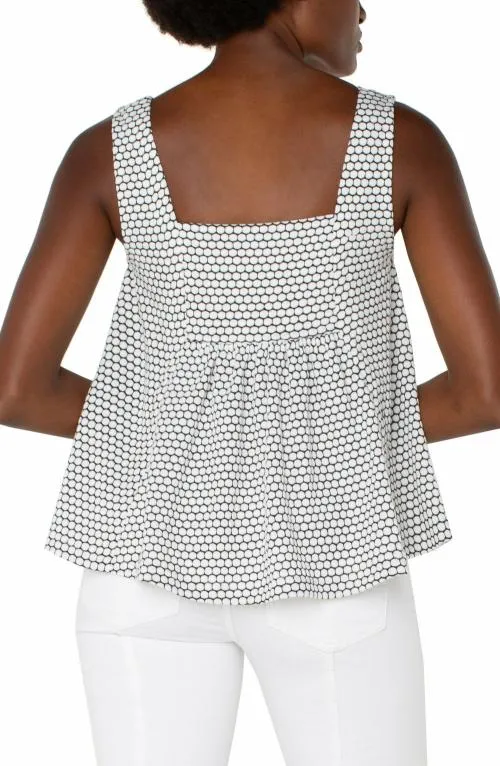 Women Tees Liverpool Los Angeles Sleeveless Square Neck Top Black White Geo