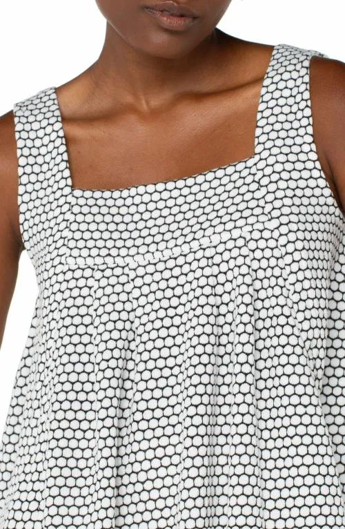 Women Tees Liverpool Los Angeles Sleeveless Square Neck Top Black White Geo