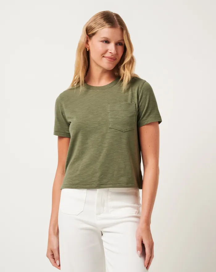 Women Tees TravisMathew CLOUD CREW POCKET TEE Clover