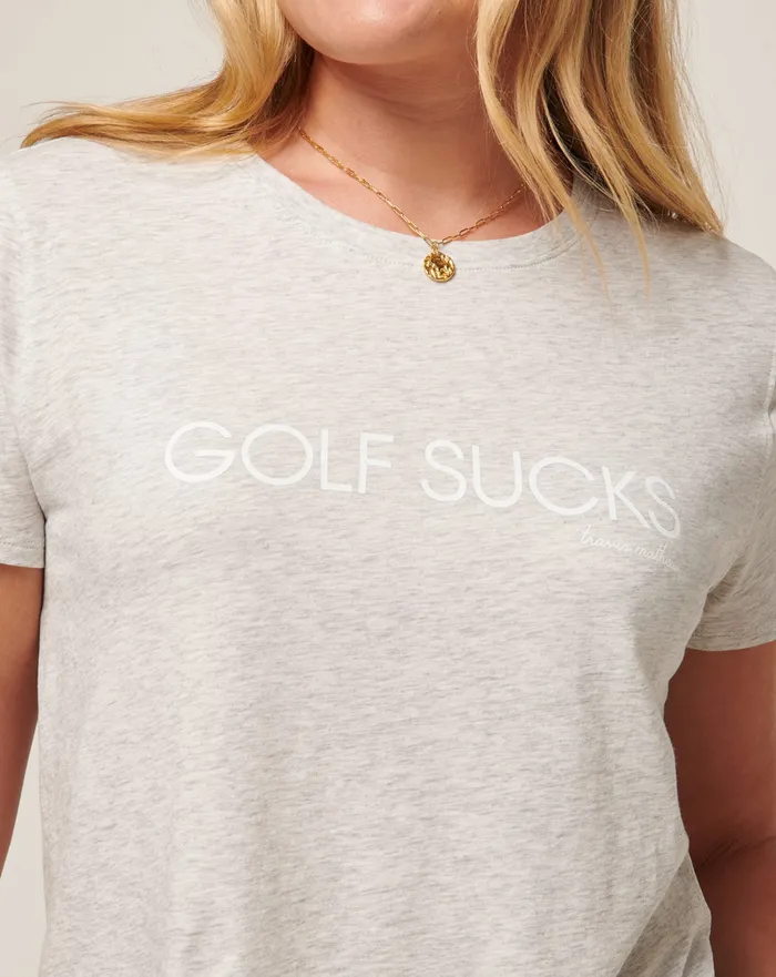 Women Tees TravisMathew TEN FOR TEN TEE Heather Light Grey