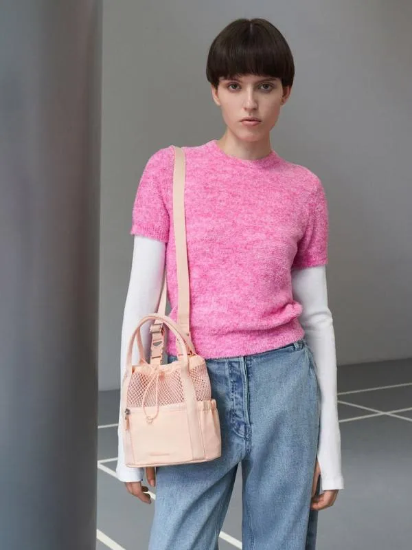 Women Terra Mesh and Nylon MultiWay Bag 8211 Light Pink CHARLES and KEITH Slouchy Bags