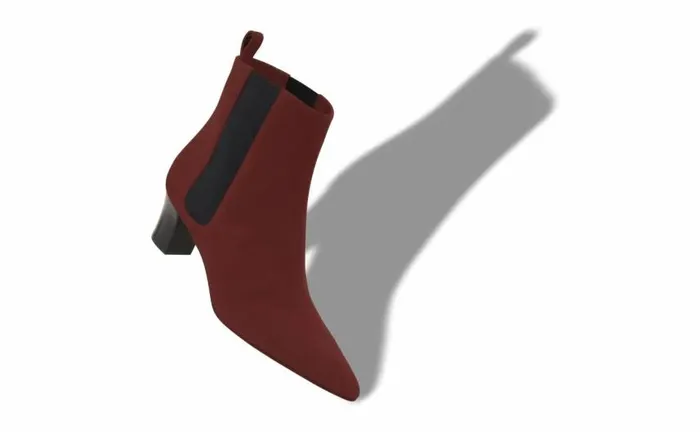 Women Terracotta Red Suede Ankle Boots Manolo Blahnik Boots