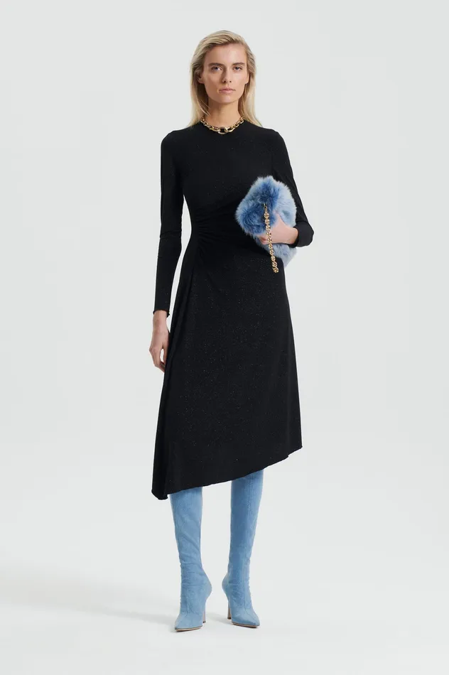 Women TINSEL PRINT DRAPE DRESS BLACK Dresses Scanlan Theodore