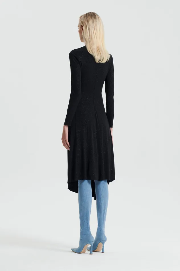 Women TINSEL PRINT DRAPE DRESS BLACK Dresses Scanlan Theodore
