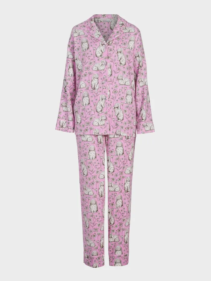Women Toile Bunny Bamboo Flannelette Long Pj Set Multi Peter Alexander Sets and Onesies