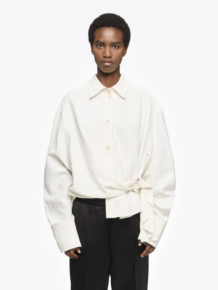Women Tops and Shirts JW Anderson DRAPED TWISTED SHIRT Off White Women Tops and Shirts JW Anderson DRAPED TWISTED SHIRT Off White