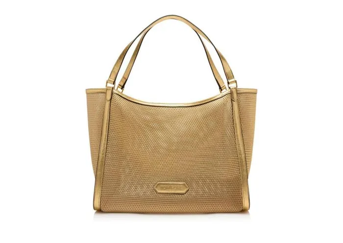 Women Totes Tom Ford Mesh And Leather Label Medium Tote Gold
