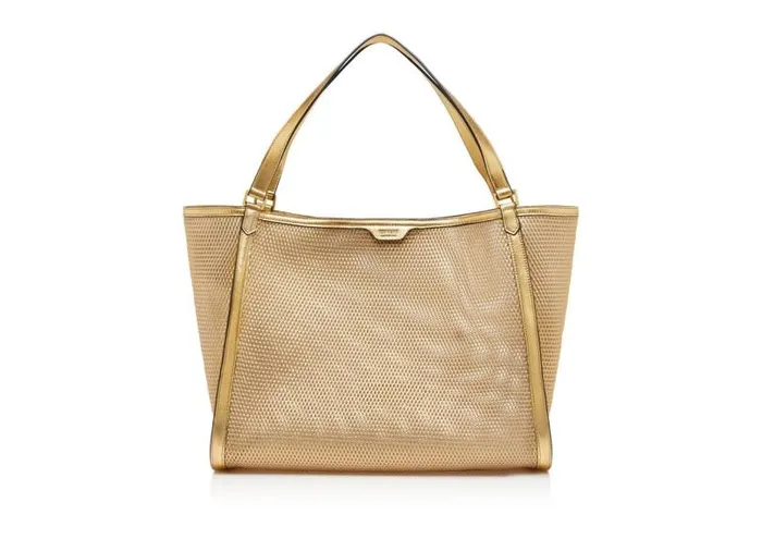 Women Totes Tom Ford Mesh And Leather Label Medium Tote Gold Women Totes Tom Ford Mesh And Leather Label Medium Tote Gold