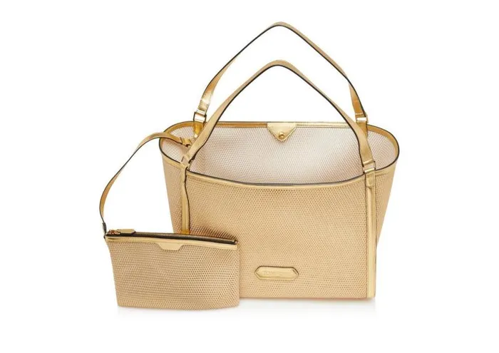 Women Totes Tom Ford Mesh And Leather Label Medium Tote Gold Women Totes Tom Ford Mesh And Leather Label Medium Tote Gold