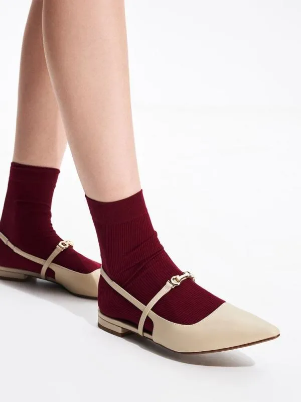 Women Trifina MetallicAccent PointedToe Slingback Flats 8211 Taupe CHARLES and KEITH Ballet Flats
