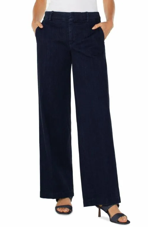 Women Trousers Liverpool Los Angeles Kelsey Trouser Wide Leg Indigo Rinse