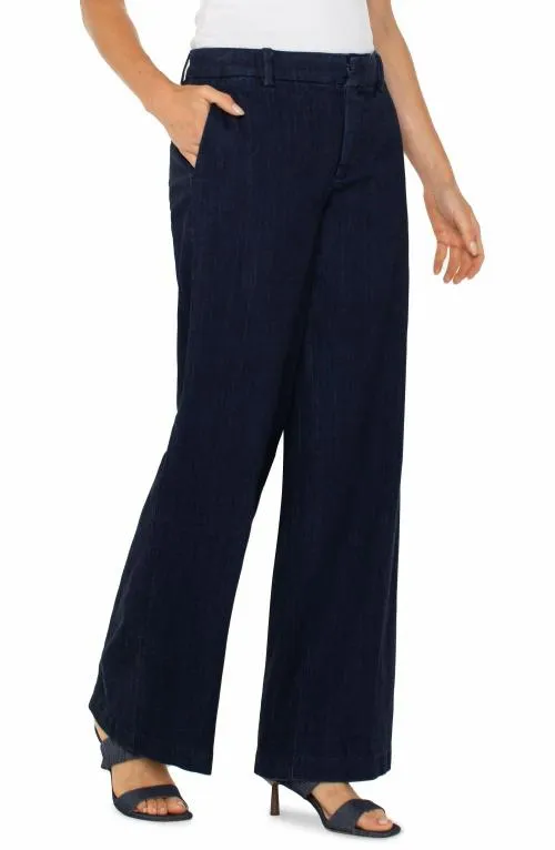 Women Trousers Liverpool Los Angeles Kelsey Trouser Wide Leg Indigo Rinse