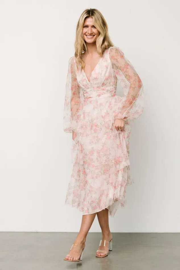 Women Tulle Styles Baltic Born Carolina Tulle Tiered Maxi Dress Blush Floral