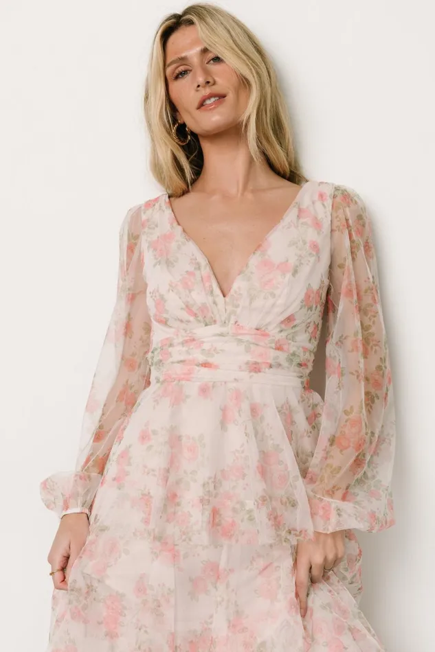Women Tulle Styles Baltic Born Carolina Tulle Tiered Maxi Dress Blush Floral Women Tulle Styles Baltic Born Carolina Tulle Tiered Maxi Dress Blush Floral