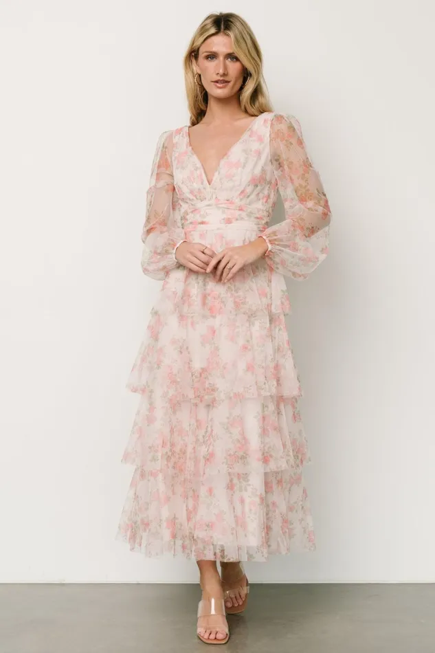 Women Tulle Styles Baltic Born Carolina Tulle Tiered Maxi Dress Blush Floral Women Tulle Styles Baltic Born Carolina Tulle Tiered Maxi Dress Blush Floral
