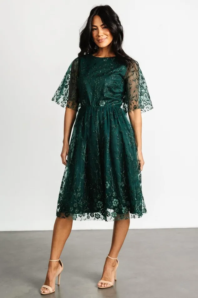 Women Tulle Styles Baltic Born Duchess Tulle Dress Dark Green Sparkle