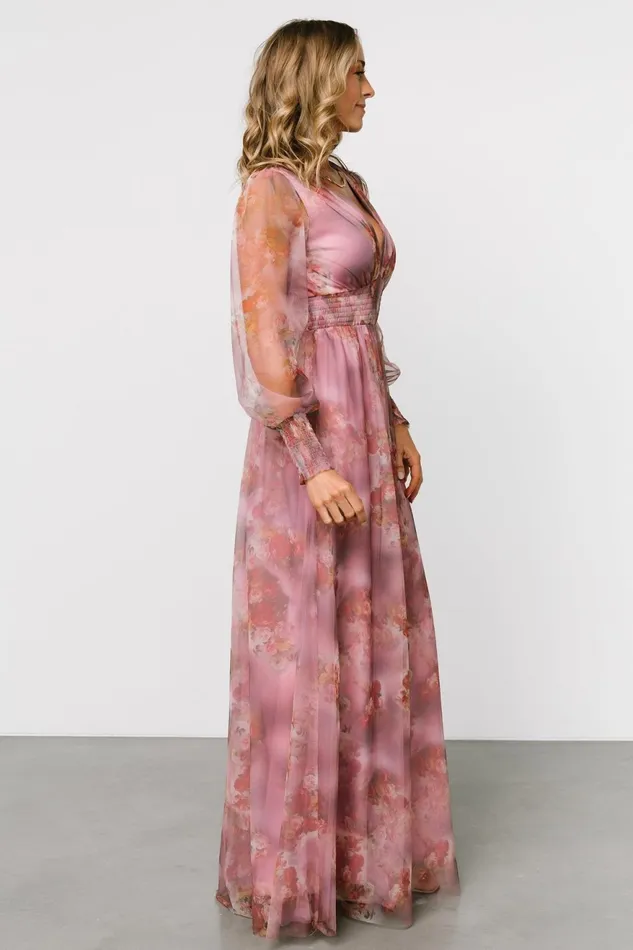 Women Tulle Styles Baltic Born Layla Tulle Maxi Dress Dusty Orchid Floral