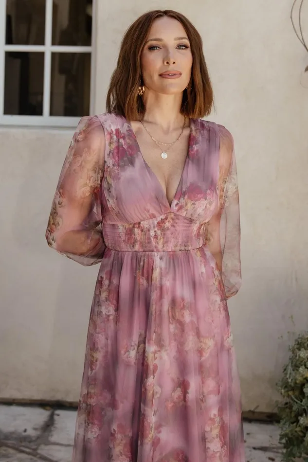 Women Tulle Styles Baltic Born Layla Tulle Maxi Dress Dusty Orchid Floral