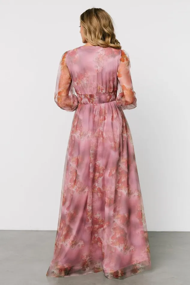 Women Tulle Styles Baltic Born Layla Tulle Maxi Dress Dusty Orchid Floral
