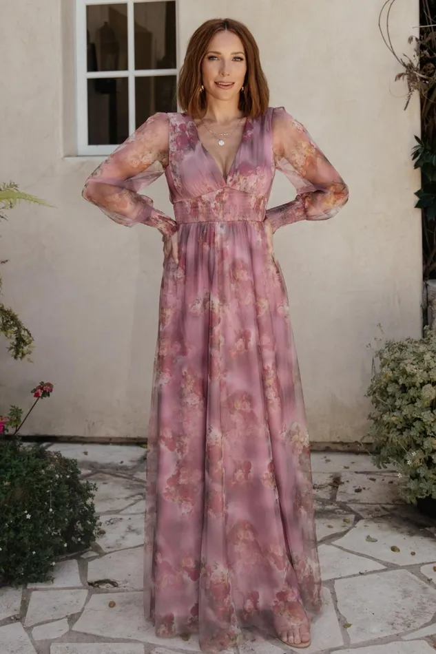 Women Tulle Styles Baltic Born Layla Tulle Maxi Dress Dusty Orchid Floral