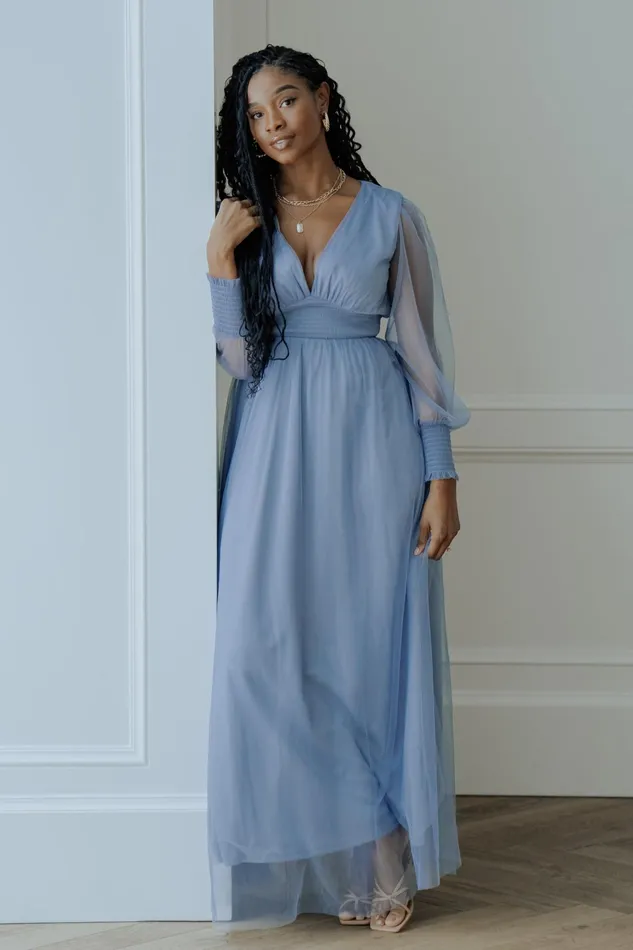 Women Tulle Styles Baltic Born Layla Tulle Maxi Dress Whisper Blue