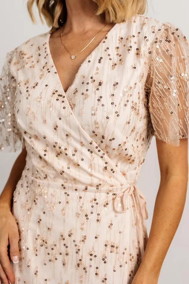 Women Tulle Styles Baltic Born Liza Sequin Wrap Maxi Dress Rose Gold