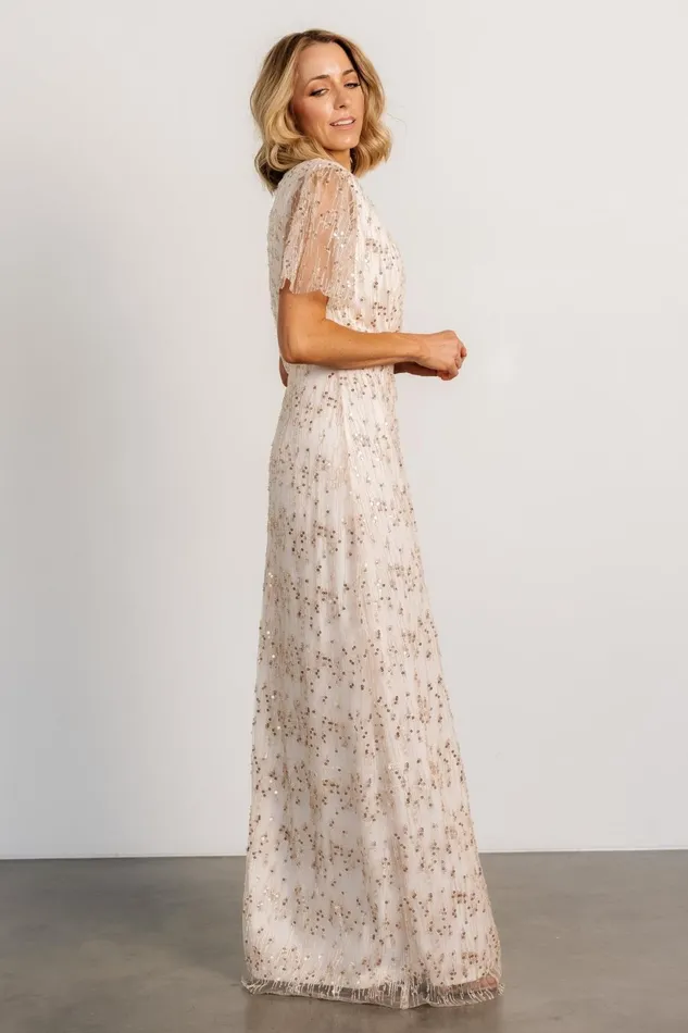Women Tulle Styles Baltic Born Liza Sequin Wrap Maxi Dress Rose Gold