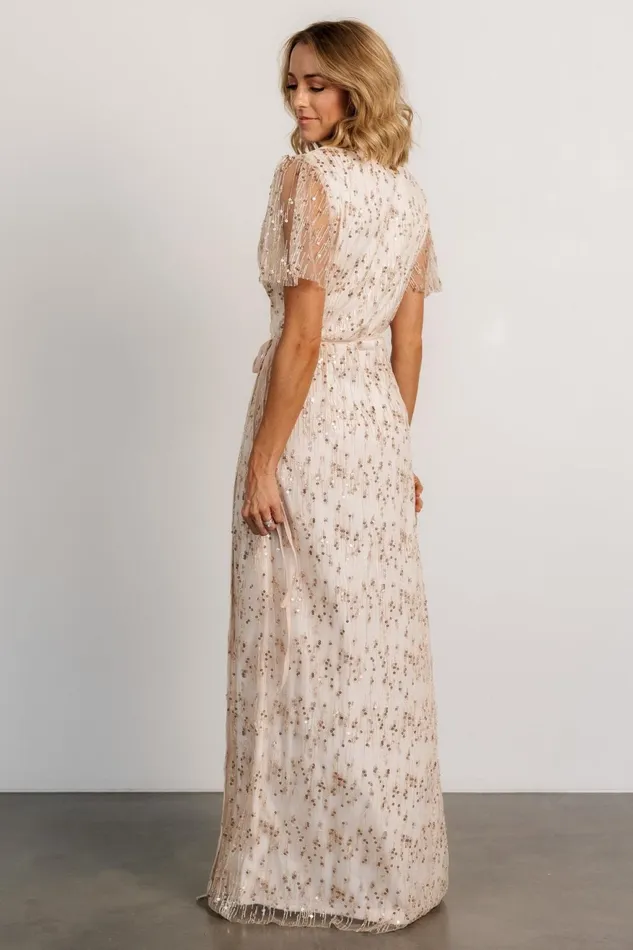 Women Tulle Styles Baltic Born Liza Sequin Wrap Maxi Dress Rose Gold