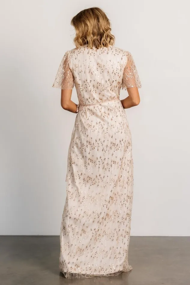 Women Tulle Styles Baltic Born Liza Sequin Wrap Maxi Dress Rose Gold