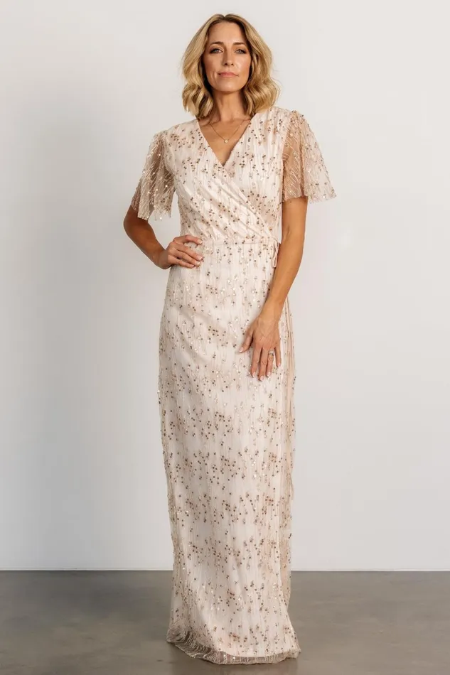 Women Tulle Styles Baltic Born Liza Sequin Wrap Maxi Dress Rose Gold