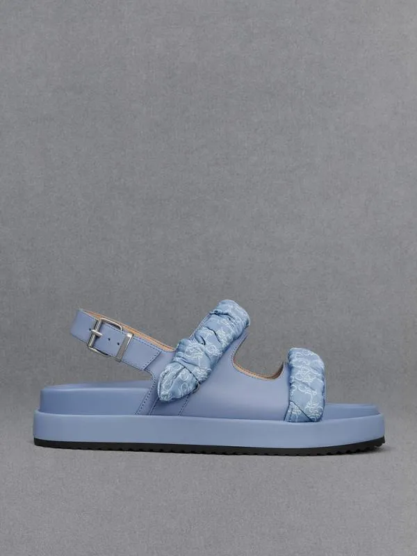 Women Tully Leather RuchedStrap Sandals 8211 Light Blue CHARLES and KEITH Sandals Women Tully Leather RuchedStrap Sandals 8211 Light Blue CHARLES and KEITH Sandals