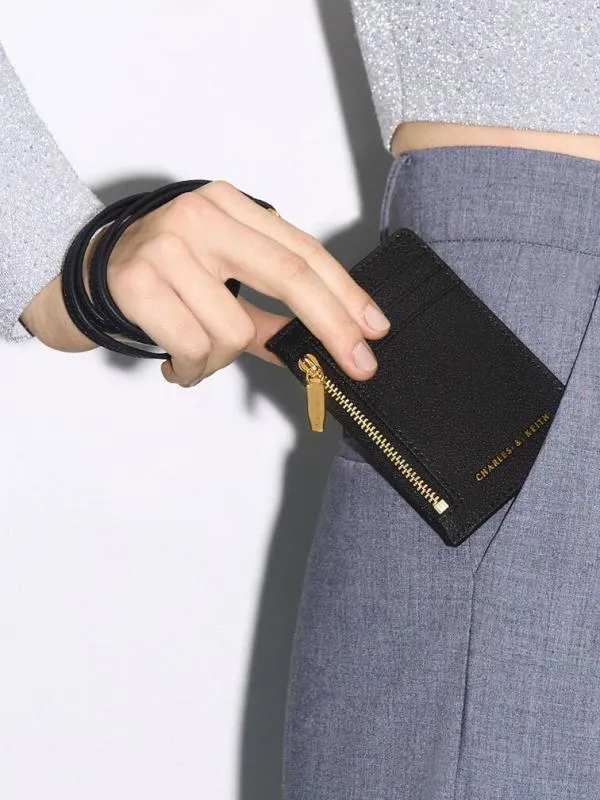 Women Twilia SideZip Card Holder 8211 Black CHARLES and KEITH Card Holders