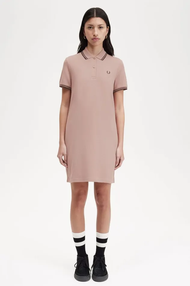 Women Twin Tipped Shirt Dress Dark Pinkwhisky Brown Fred Perry Dresses