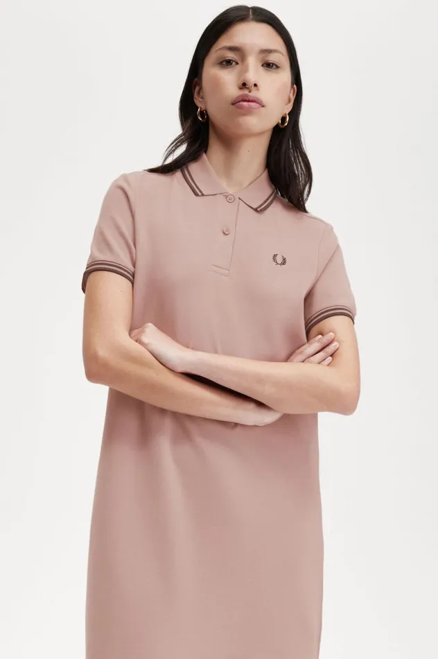 Women Twin Tipped Shirt Dress Dark Pinkwhisky Brown Fred Perry Dresses