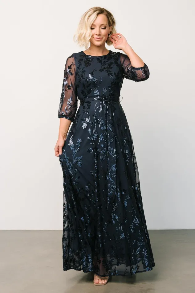 Women Wedding Guest Baltic Born Destiny Sequin Maxi Dress Navy Women Wedding Guest Baltic Born Destiny Sequin Maxi Dress Navy