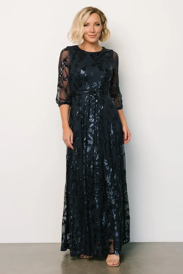 Women Wedding Guest Baltic Born Destiny Sequin Maxi Dress Navy Women Wedding Guest Baltic Born Destiny Sequin Maxi Dress Navy