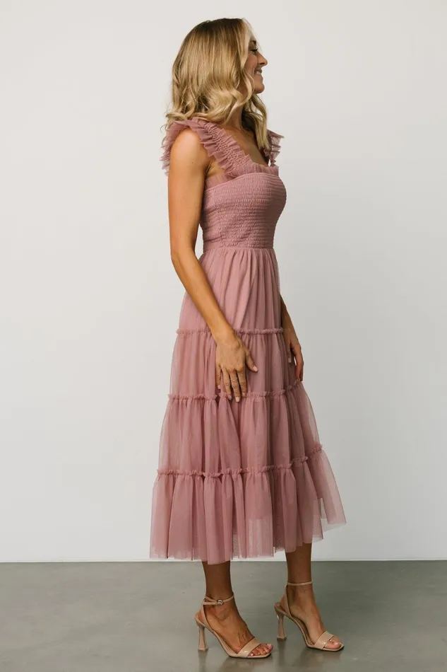 Women Wedding Guest Baltic Born Emma Smocked Tulle Dress Dusty Rose Women Wedding Guest Baltic Born Emma Smocked Tulle Dress Dusty Rose