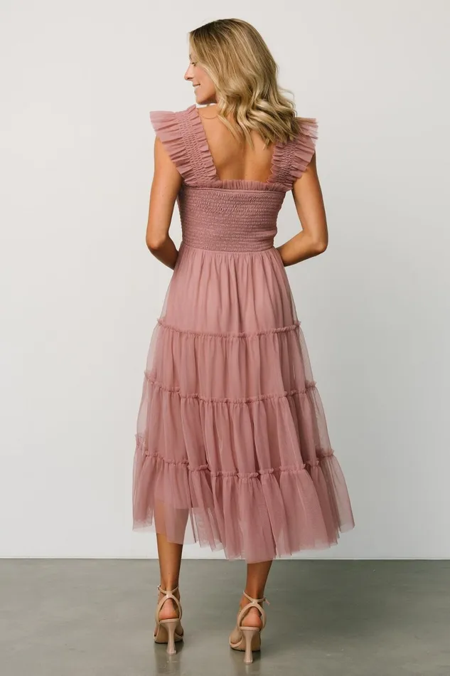 Women Wedding Guest Baltic Born Emma Smocked Tulle Dress Dusty Rose Women Wedding Guest Baltic Born Emma Smocked Tulle Dress Dusty Rose