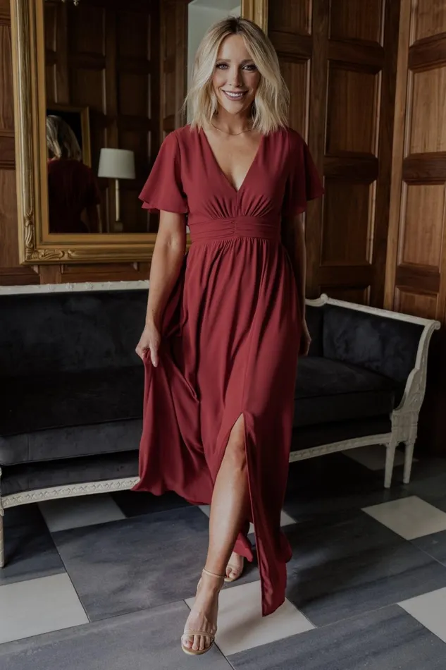 Women Wedding Guest Baltic Born Ramona Maxi Dress Terracotta