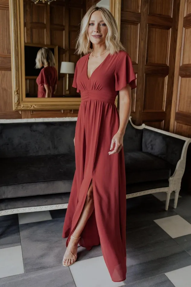 Women Wedding Guest Baltic Born Ramona Maxi Dress Terracotta