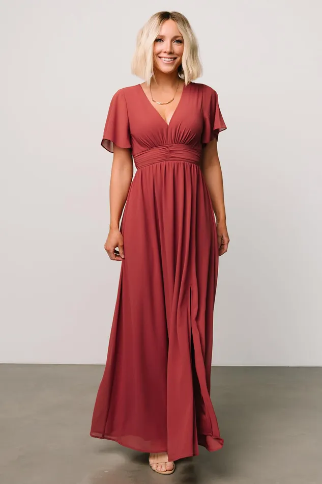 Women Wedding Guest Baltic Born Ramona Maxi Dress Terracotta