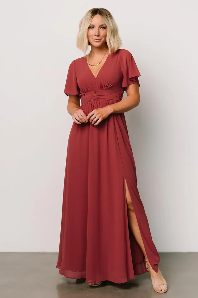Women Wedding Guest Baltic Born Ramona Maxi Dress Terracotta