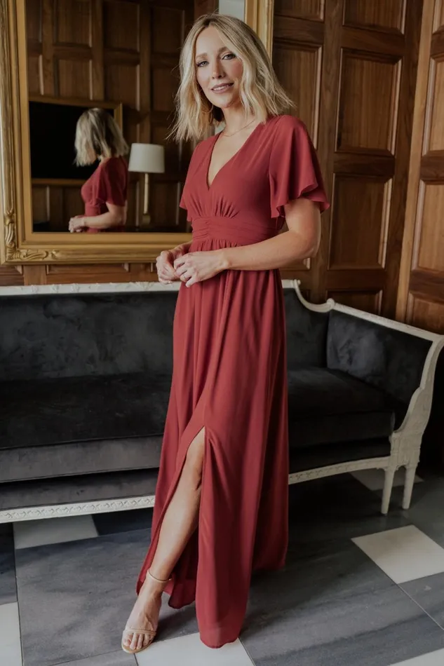 Women Wedding Guest Baltic Born Ramona Maxi Dress Terracotta