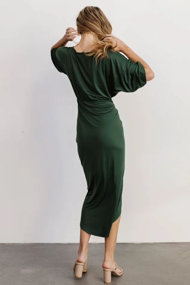Women Wedding Guest Baltic Born Solana Ruched Dress Hunter Green